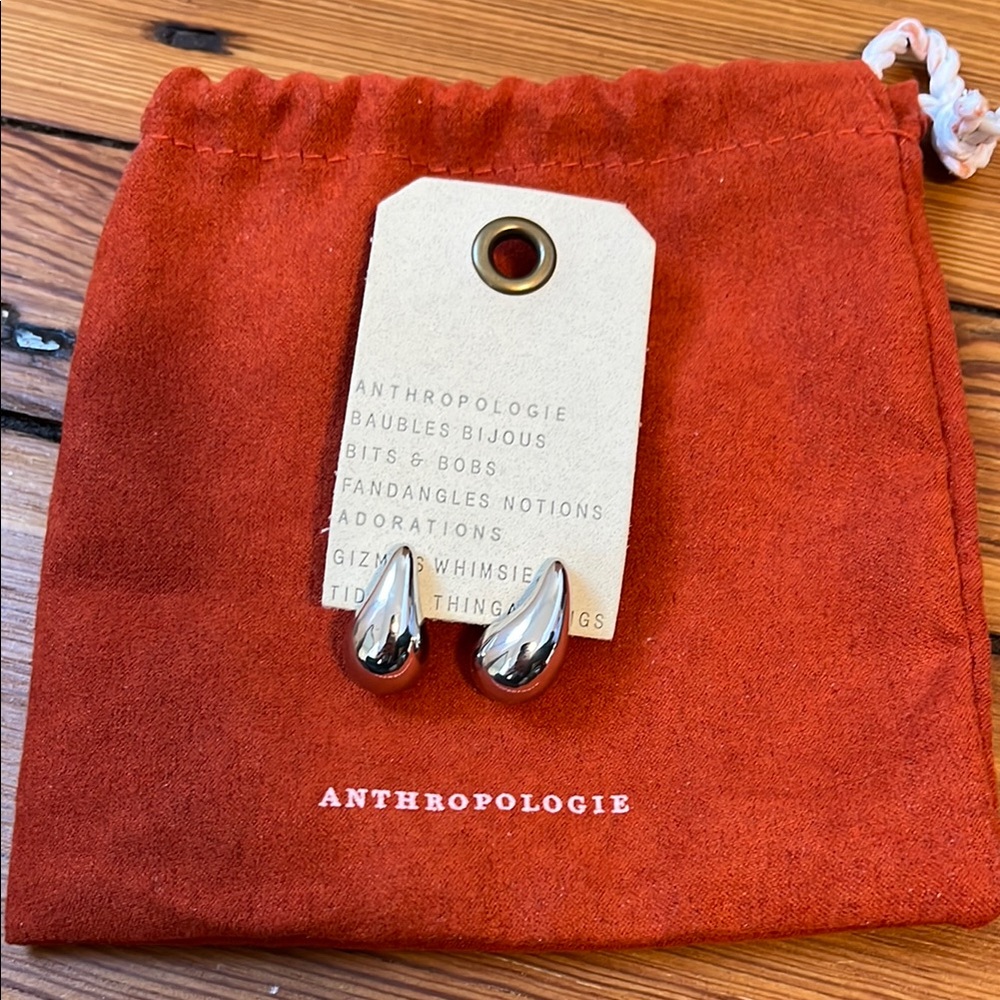 Anthropologie Silver Petra Mini Teardrop Earrings